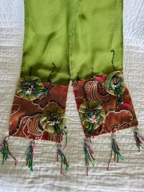 Mary Frances 100% Silk Beaded Sequined Floral Scarf Wrap